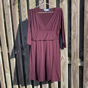 Survival Burgundy dress Large 3/4 sleeve v-neck